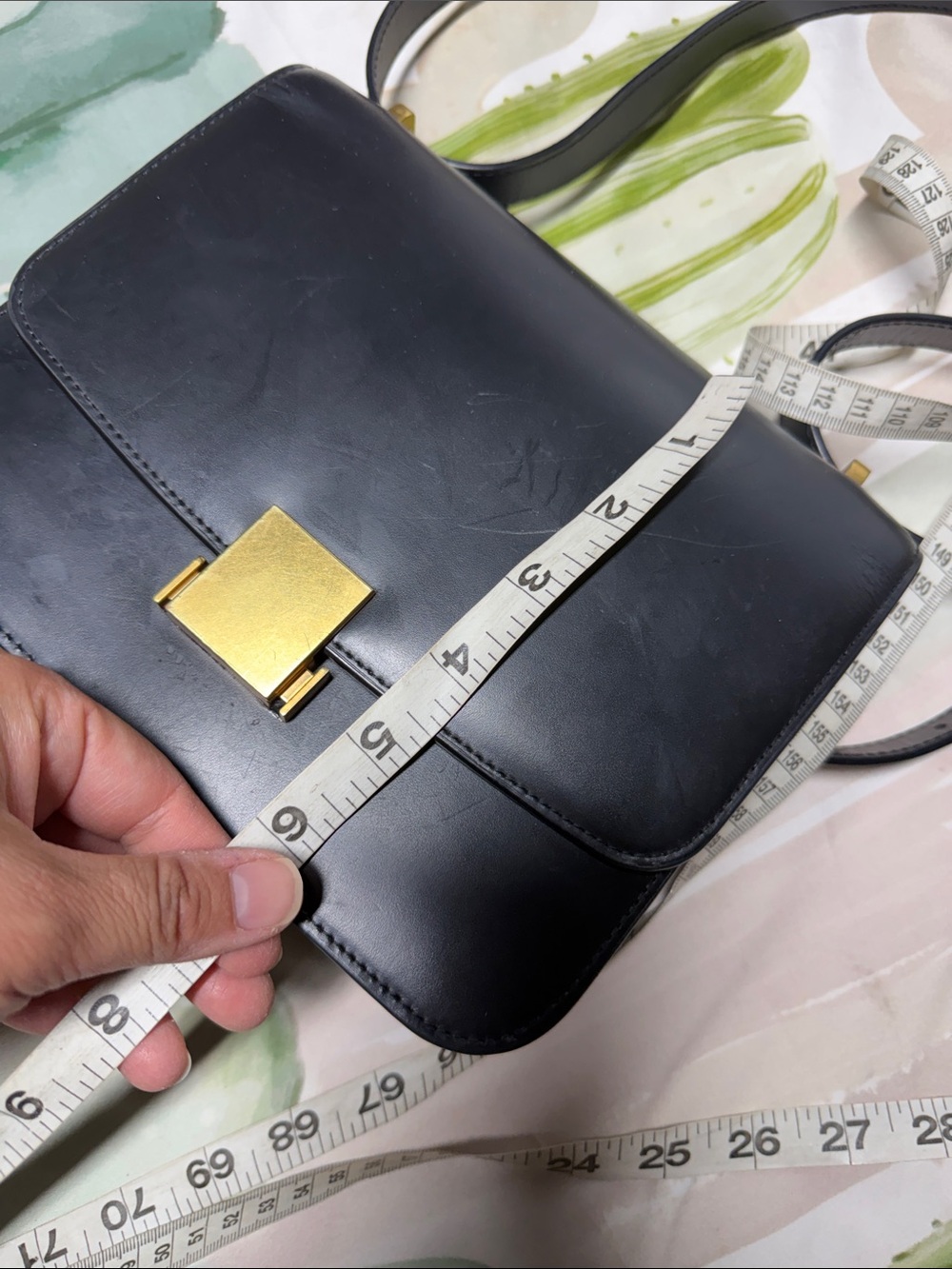 Quince Italian Leather Box Shoulder Bag in black structured gold-tone hardware - Picture 10 of 11